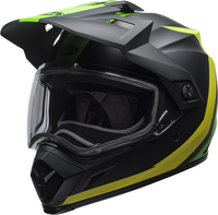 Bell-mx-9-adventure-snow-dual-shield-helmet-switchback-matte-black-flo-green-front-left