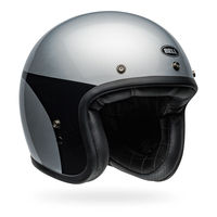 Bell-custom-500-street-motorcycle-helmet-chassis-gloss-silver-black-front-right