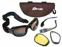 Birdz Falcon Interchangeable Motorcycle Sunglasses/Goggles 3 Lens Kit Black L 